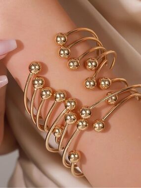 Gold Ball Cuff Bracelet - Women Jewelry
